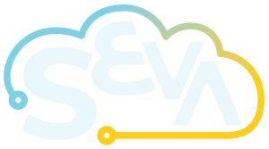 Seva Cloud Logo A Light Grey Cloud With the word Seva Inside