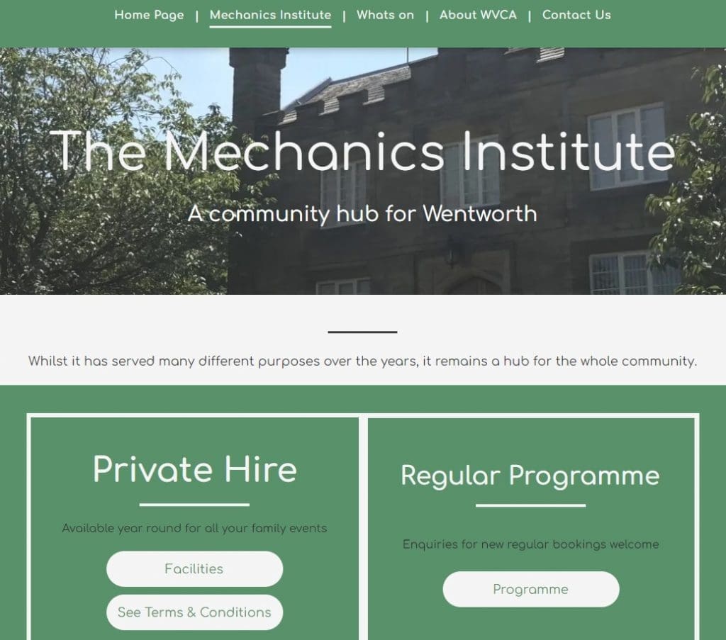 The Mechanics Institute website homepage