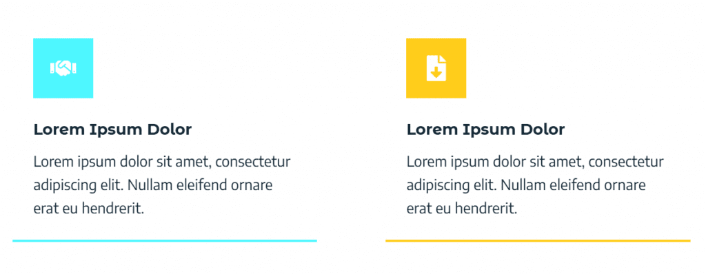 Kadence Info Box good alignment. Paragraphs and borders are aligned horizontally,