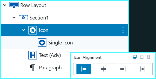 Setting the icon to left alignment