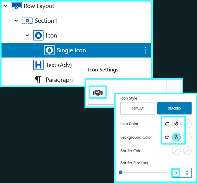 Setting the icon itself, the structure and the colouring