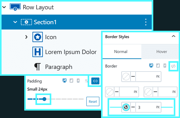 Setting the section styling, bottom border and small padding all around
