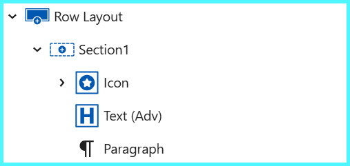 Custom info box row layout with section containing icon, title text and paragraph text